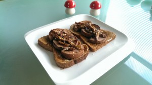 Oyster Mushrooms and Polony Sausage on Toast